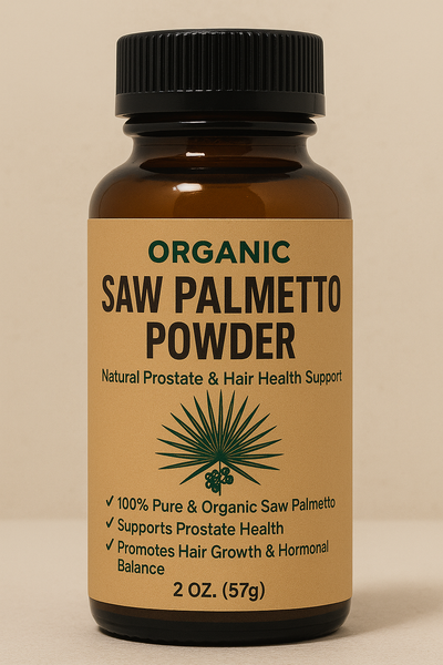 2oz Trial Organic Saw Palmetto Powder – USDA Certified supplement for prostate health, urinary comfort, hormone balance, and natural hair growth